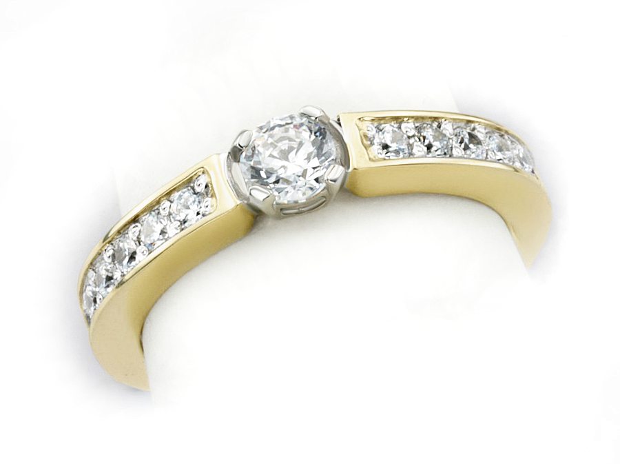 Pierścionek z brylantami białe i żółte złoto - 578bbr_SI_H — zdjęcie 2