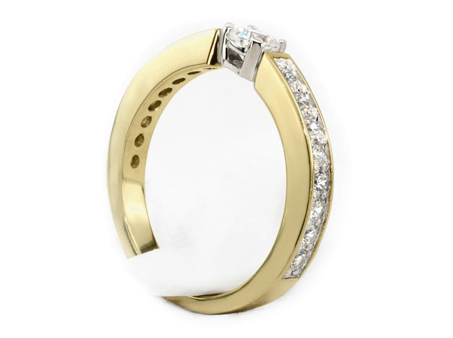 Pierścionek z brylantami białe i żółte złoto - 578bbr_SI_H — zdjęcie 3