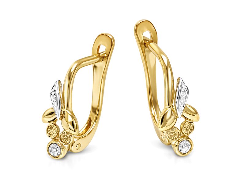 Złote kolczyki z cyrkoniami - 579