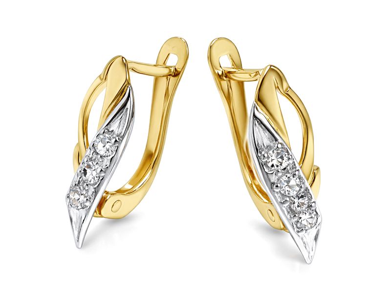 Złote kolczyki z cyrkoniami - 584