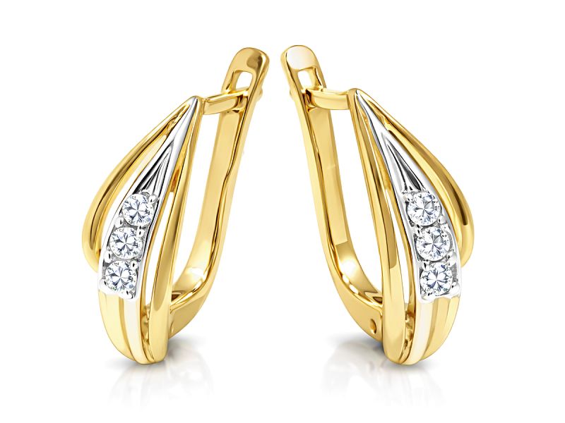 Złote kolczyki z cyrkoniami - 586