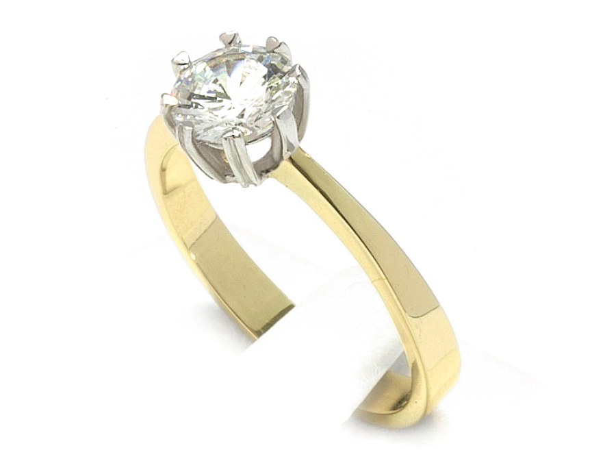 Złoty pierścionek z brylantem białe złoto - 587bbr_SI_H — zdjęcie 3