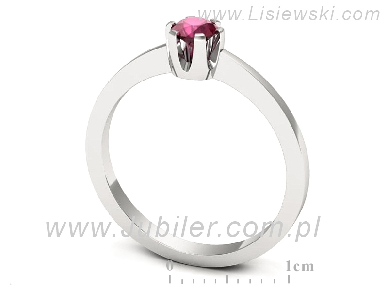 Złoty pierścionek z rubinem białe złoto - 588bbr — zdjęcie 3
