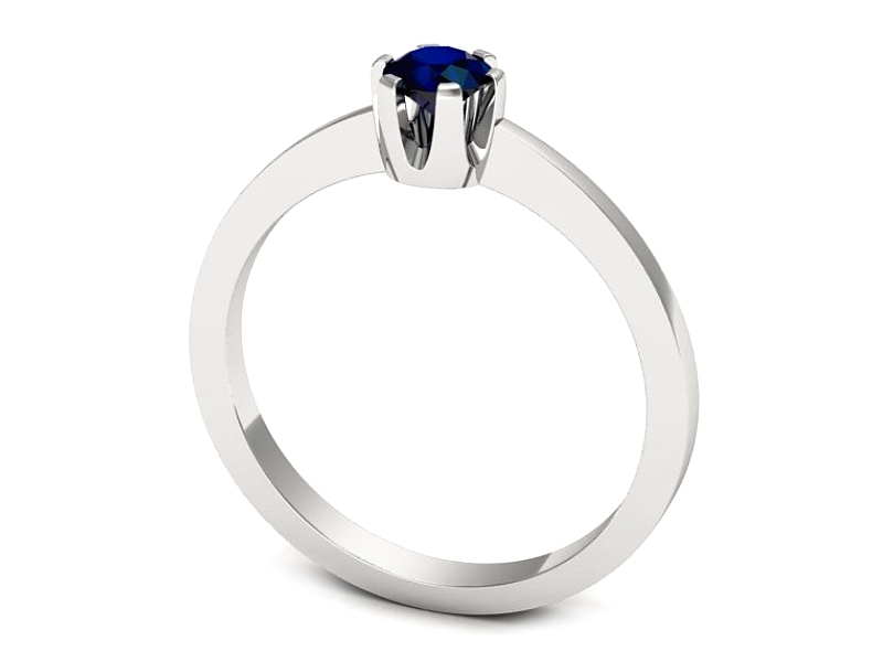 Złoty pierścionek z szafirem białe złoto - 588bbsz — zdjęcie 3