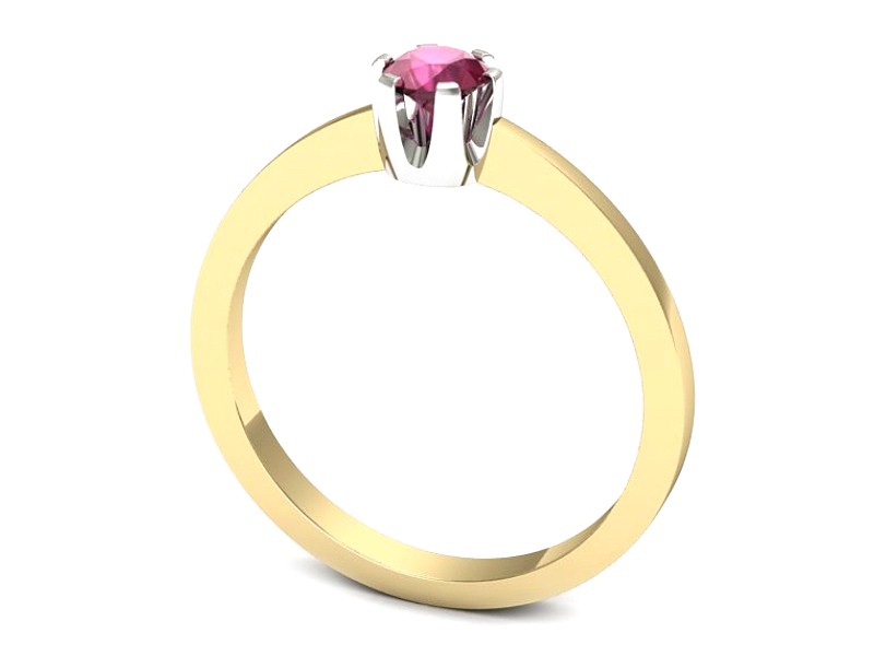 Pierścionek z rubinem żółte i białe złoto - 588bzbr — zdjęcie 3
