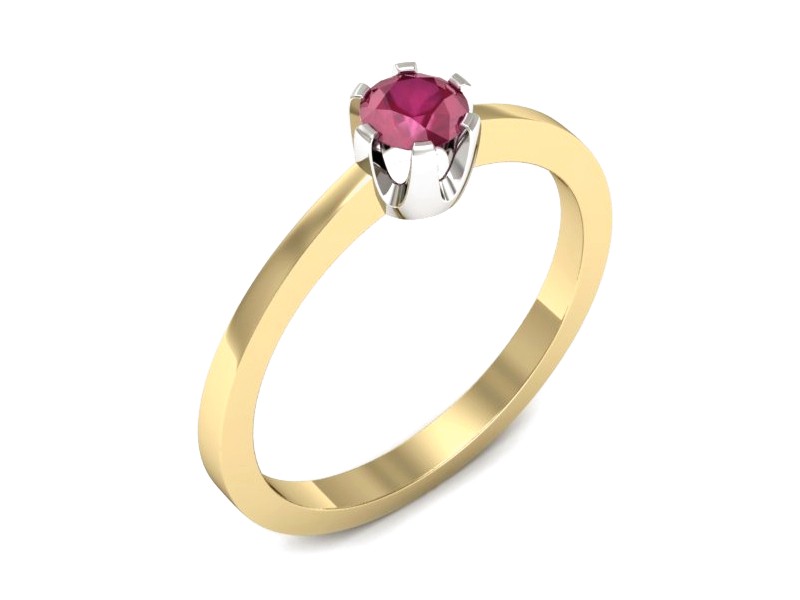 Pierścionek z rubinem żółte i białe złoto - 588bzbr