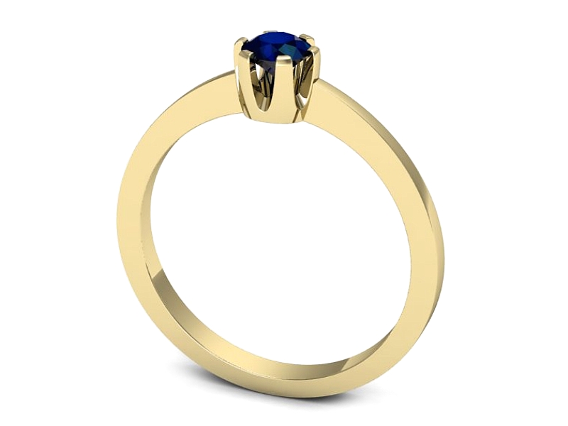 Złoty pierścionek z szafirem żółte złoto - 588bzsz — zdjęcie 3