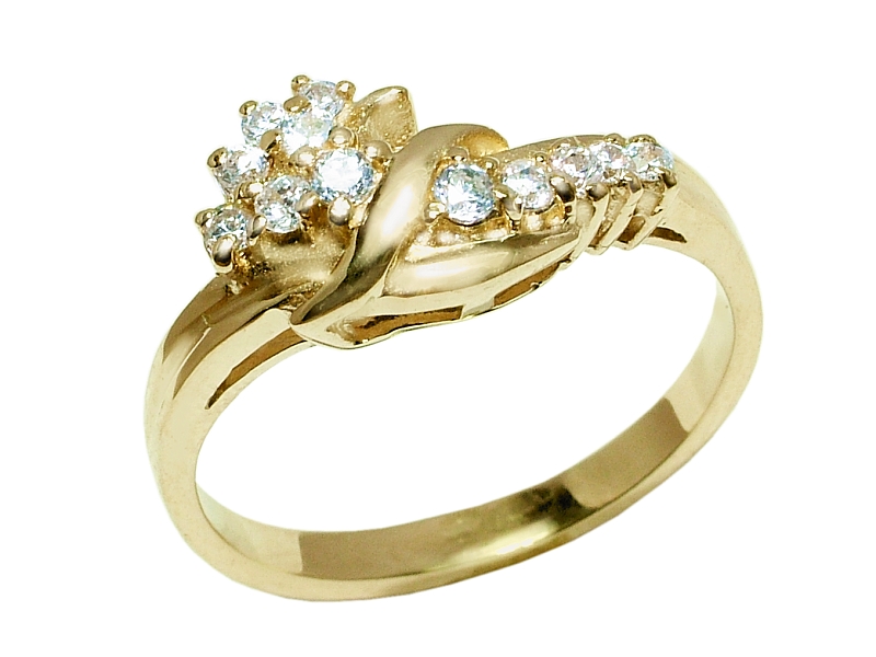 Złoty pierścionek z cyrkoniami żółte złoto - 59