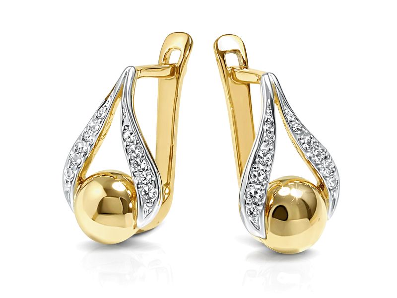 Złote kolczyki z cyrkoniami - 590