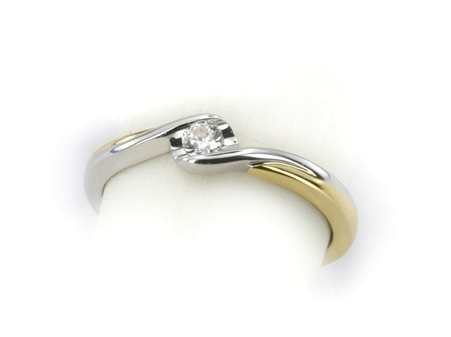 Pierścionek zaręczynowy z diamentem złoty - 590bbr_P_I — zdjęcie 3