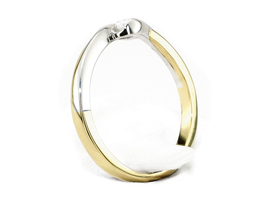Pierścionek z brylantem białe i żółte złoto - 590bbr_SI_H — zdjęcie 2