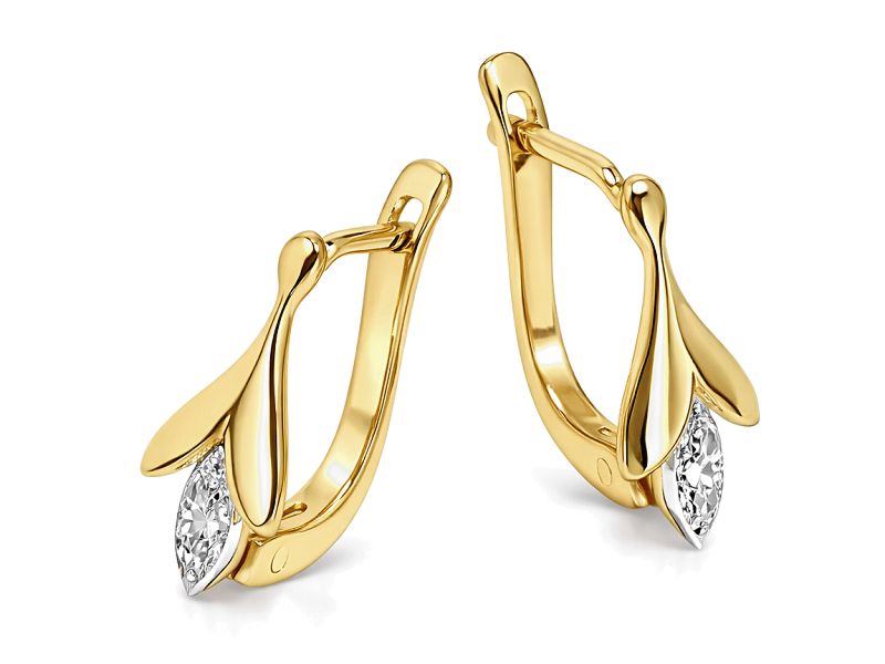 Złote kolczyki z cyrkoniami - 593