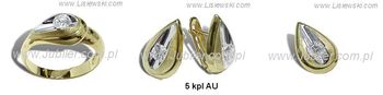 Komplet biżuterii z cyrkoniami żółte złoto 585 - 5kplau - 1