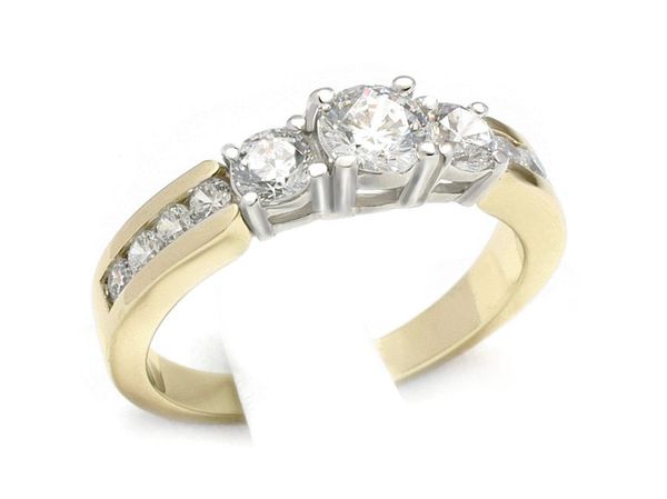 pierścionek z diamentami z białego i żółtego złota — 607bbr_SI_H