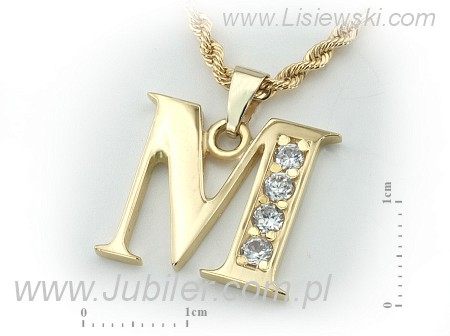Złota Zawieszka Wisiorek złoty z cyrkoniami próba 585 - 608w_M - 2