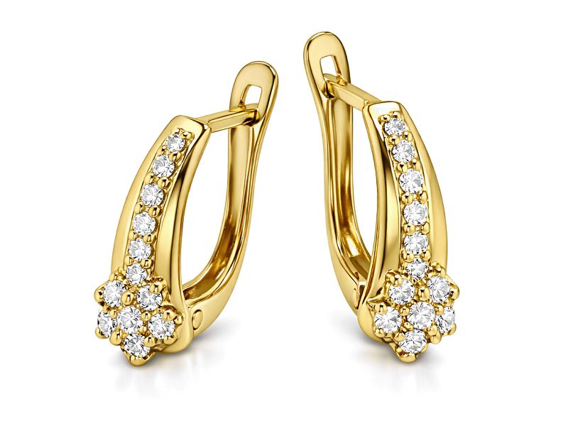 Złote kolczyki z cyrkoniami - 613