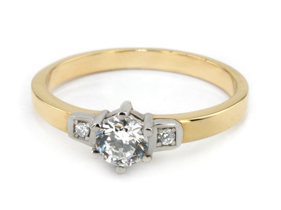 Pierścionek z brylantami białe i żółte złoto - 613bbr_VS_E — zdjęcie 2