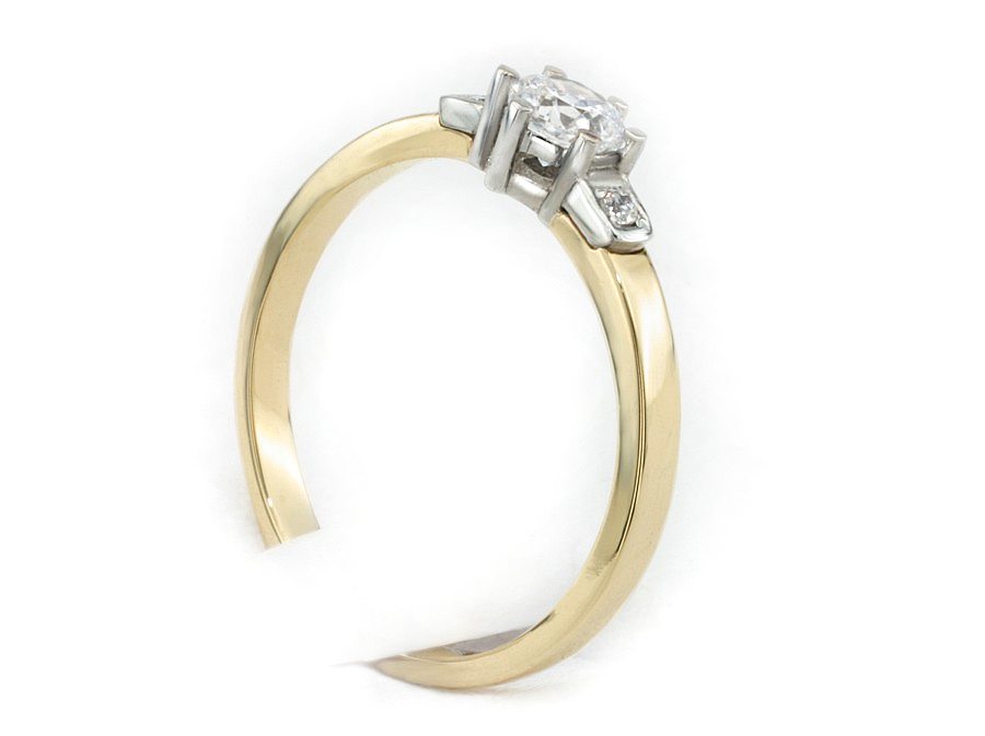 Pierścionek z brylantami białe i żółte złoto - 613bbr_VS_E — zdjęcie 3