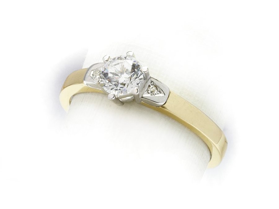 Pierścionek z brylantami białe i żółte złoto - 614bbr_SI_H — zdjęcie 3