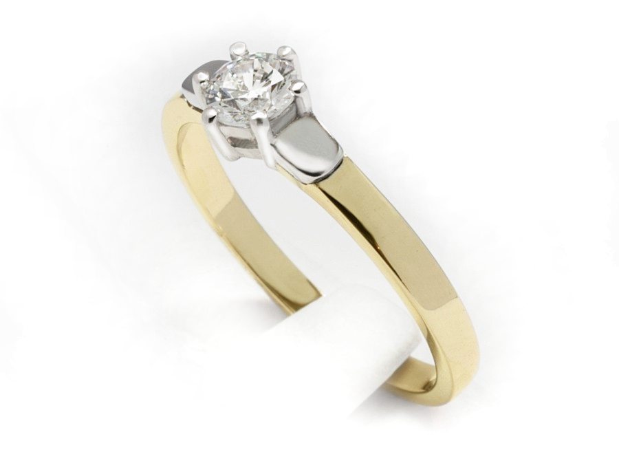 Pierścionek z diamentem żółte i białe złoto - 615bbr_SI_H — zdjęcie 2