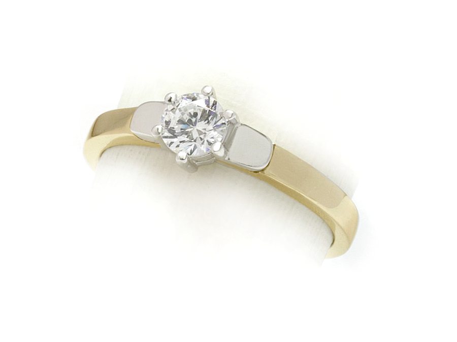 Pierścionek z diamentem żółte i białe złoto - 615bbr_SI_H — zdjęcie 3