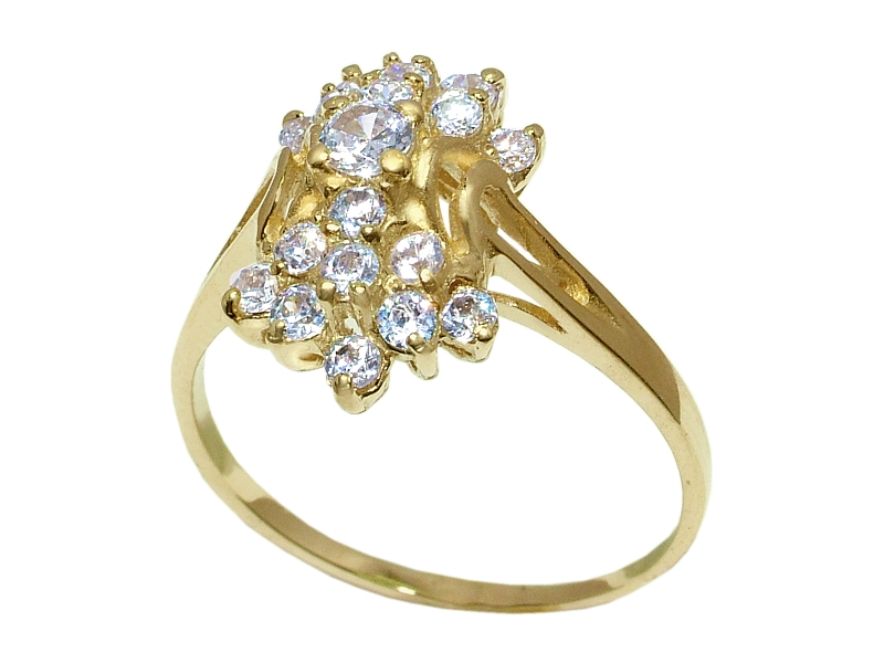 Złoty pierścionek z cyrkoniami żółte złoto - 63