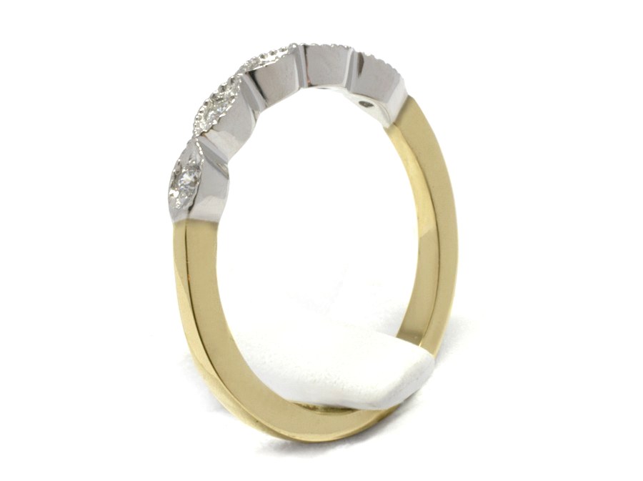 Pierścionek z diamentami żółte i białe złoto - 633bbr_SIH — zdjęcie 3