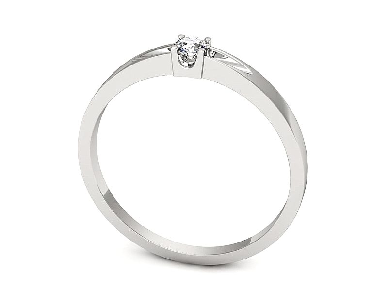 Pierścionek zaręczynowy z brylantem białe złoto - 636bb — zdjęcie 3
