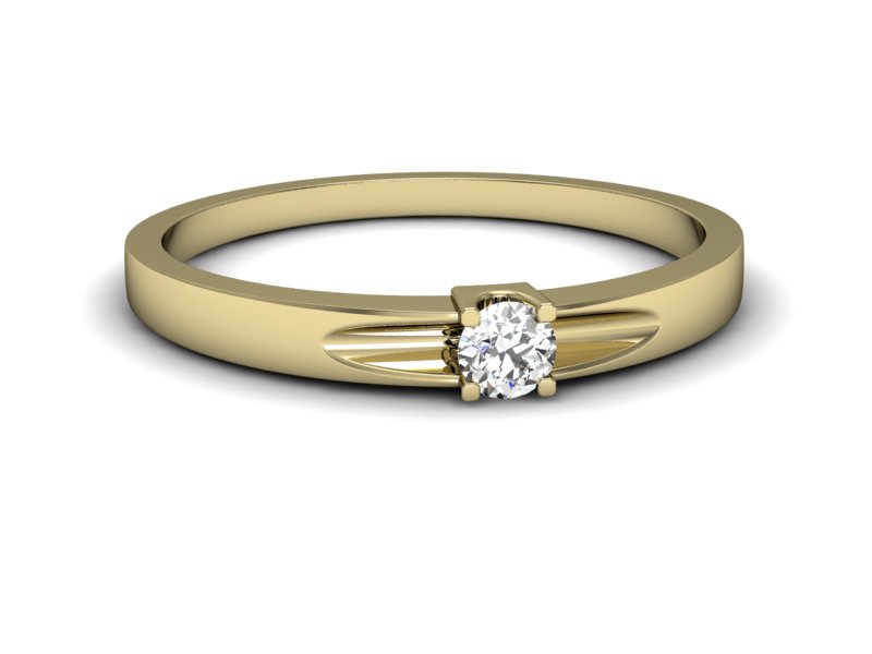 Złoty pierścionek z brylantem żółte złoto - 636bz — zdjęcie 3