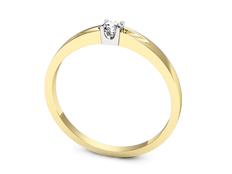 Pierścionek z diamentem żółte i białe złoto - 636bzb — zdjęcie 3