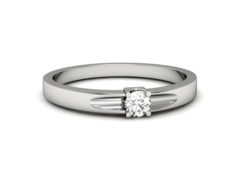 Pierścionek z brylantem białe złoto - 637bb — zdjęcie 2