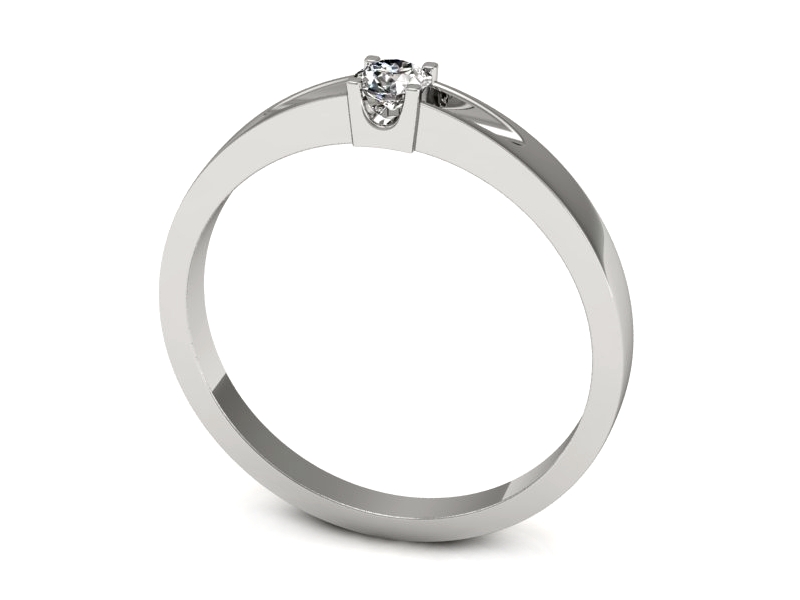 Pierścionek z brylantem białe złoto - 637bb — zdjęcie 3