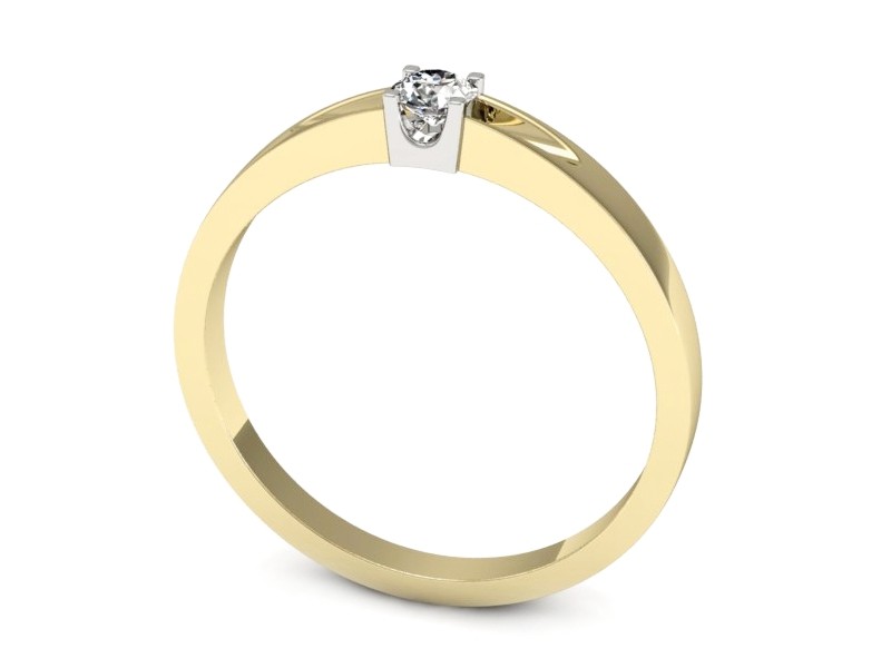 Pierścionek z diamentem żółte i białe złoto - 637bzb — zdjęcie 3