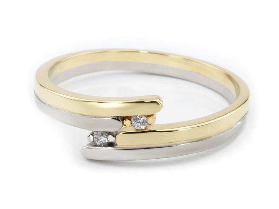 Pierścionek z brylantami białe i żółte złoto - 639bbr_P_I — zdjęcie 2