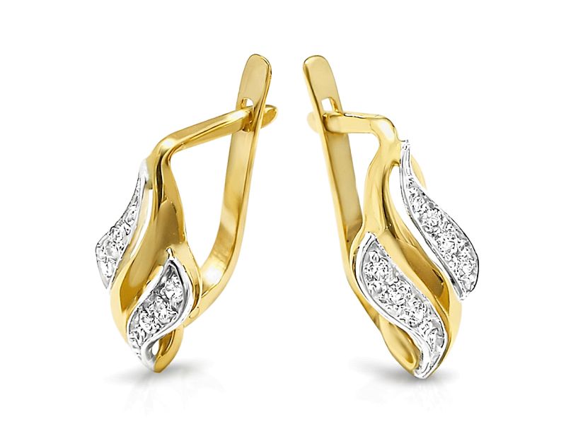 Złote kolczyki z cyrkoniami żółte złoto - 63k