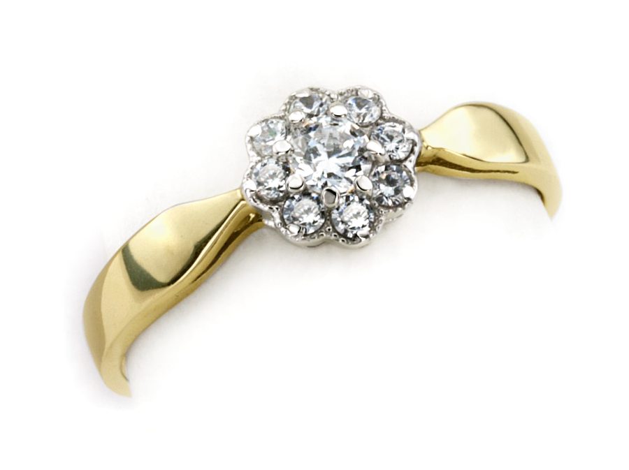 Pierścionek z diamentami żółte i białe złoto - 640bbr_Si_H — zdjęcie 3