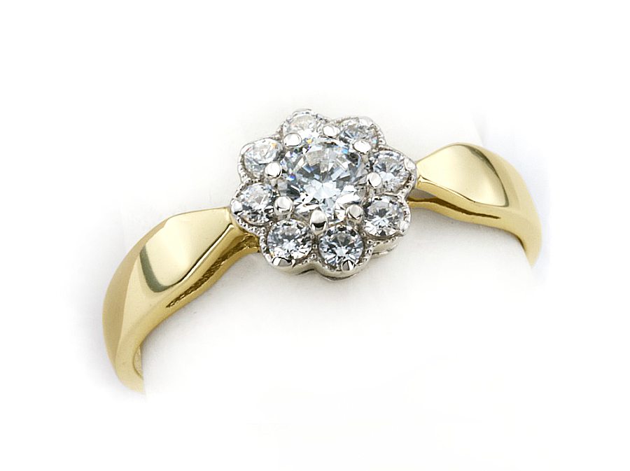 Pierścionek z brylantami białe i żółte złoto - 641bbr_Si_H — zdjęcie 3