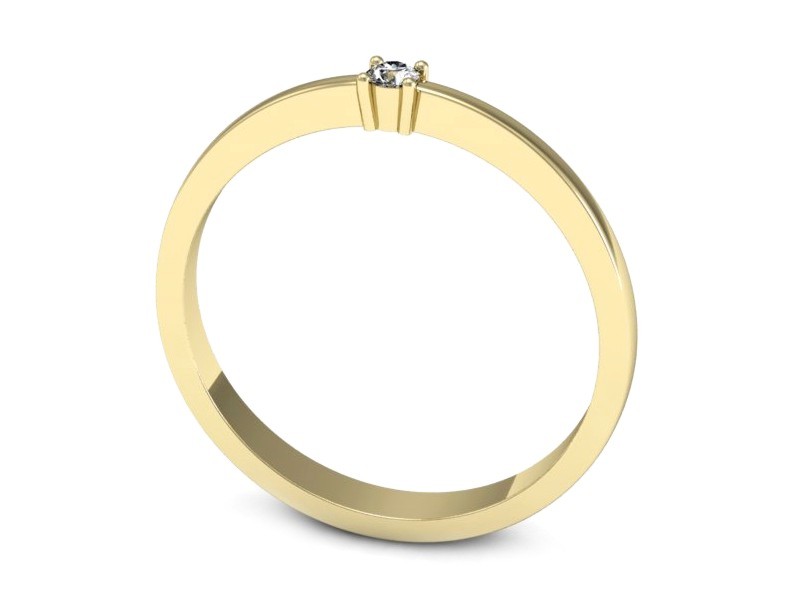 Złoty pierścionek z brylantem żółte złoto - 644bz — zdjęcie 3