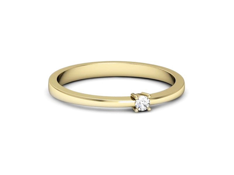 Złoty pierścionek z brylantem żółte złoto - 644bz — zdjęcie 2