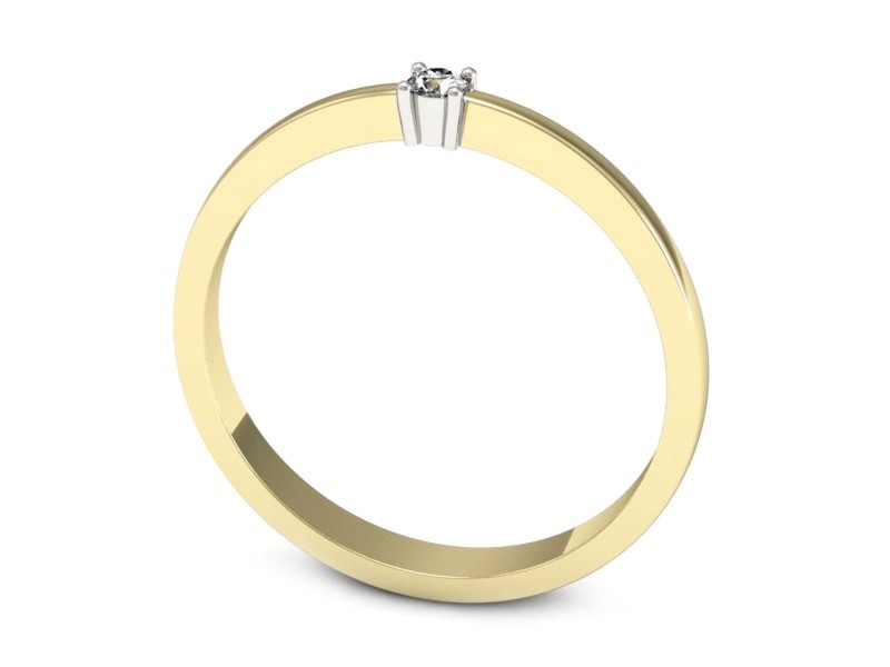 Pierścionek z diamentem żółte i białe złoto - 644bzb — zdjęcie 3