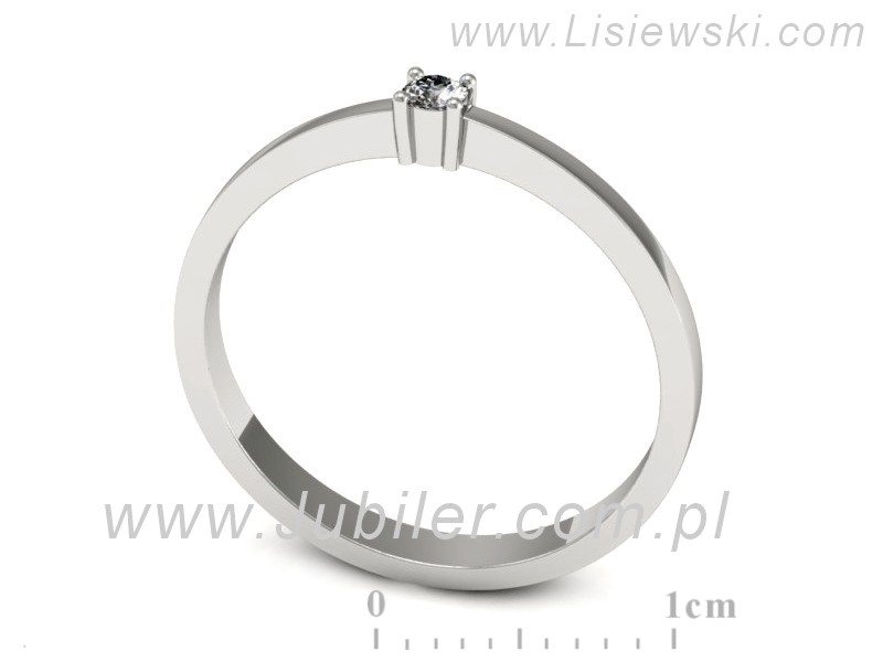 Złoty pierścionek z brylantem białe złoto - 645bb — zdjęcie 3