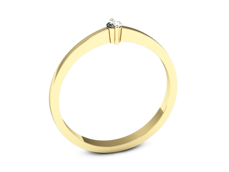 Złoty pierścionek z brylantem żółte złoto - 648bz — zdjęcie 3