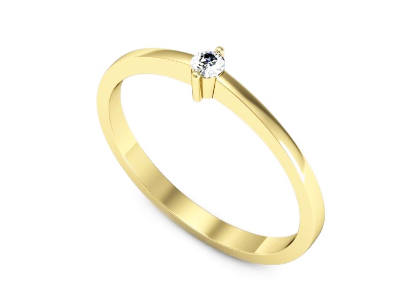 Złoty pierścionek z brylantem żółte złoto - 648bz