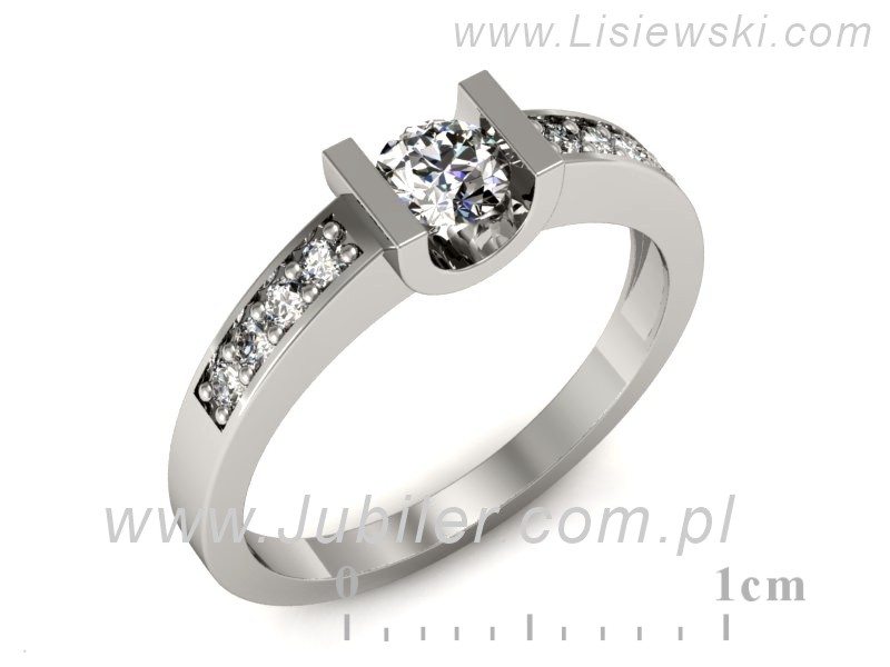 Złoty pierścionek z brylantami białe złoto - 651bb