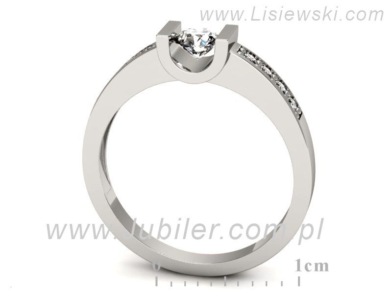 Złoty pierścionek z brylantami białe złoto - 651bb — zdjęcie 3