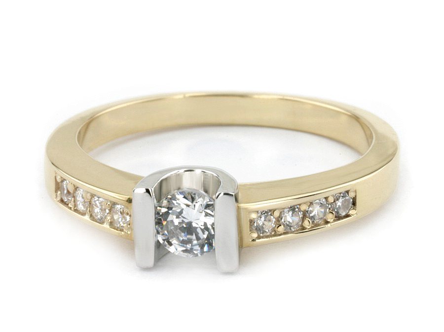 Pierścionek z brylantami białe i żółte złoto - 651bbr_P — zdjęcie 2