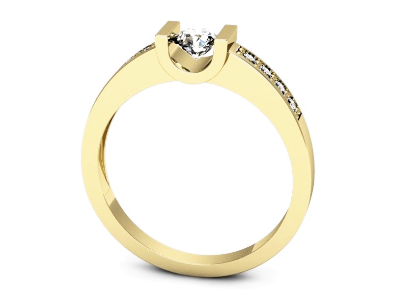 Złoty pierścionek z brylantami żółte złoto - 651bz — zdjęcie 3