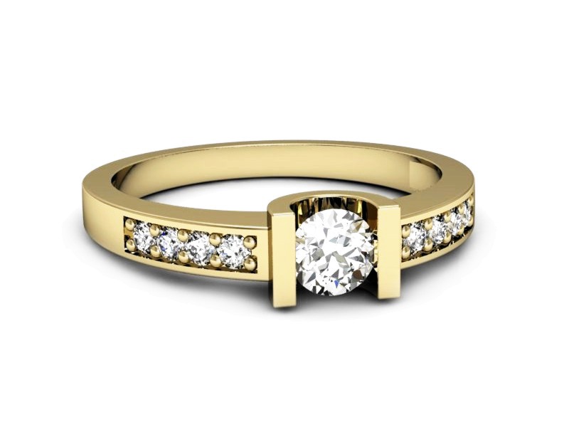 Złoty pierścionek z brylantami żółte złoto - 651bz — zdjęcie 2