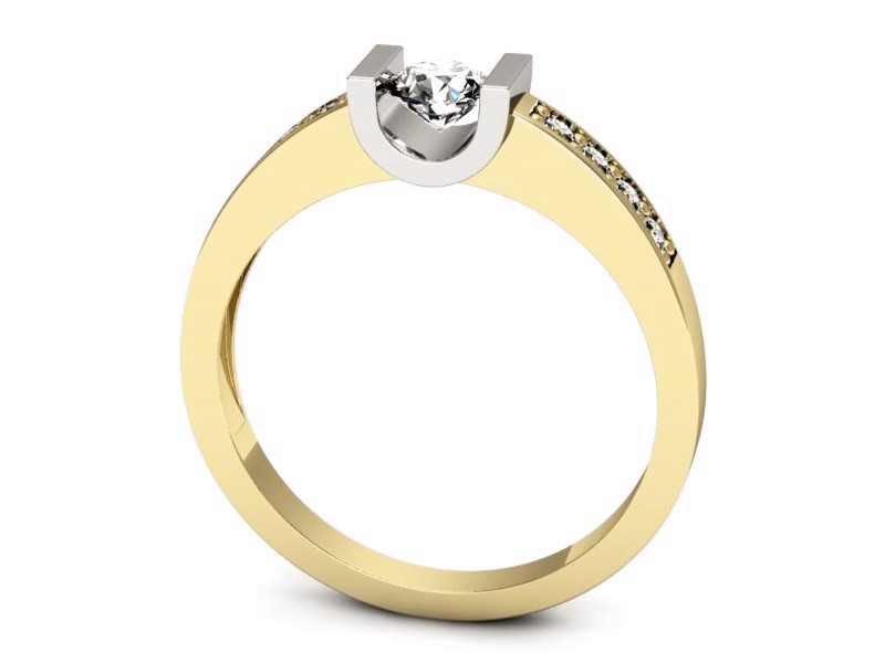 Pierścionek z brylantami białe i żółte złoto - 651bzb — zdjęcie 3