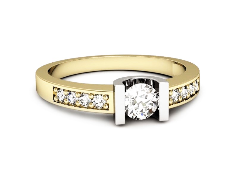 Pierścionek z brylantami białe i żółte złoto - 651bzb — zdjęcie 2
